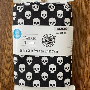Loops & Threads Halloween Fabric Black with White Skull 100% Cotton